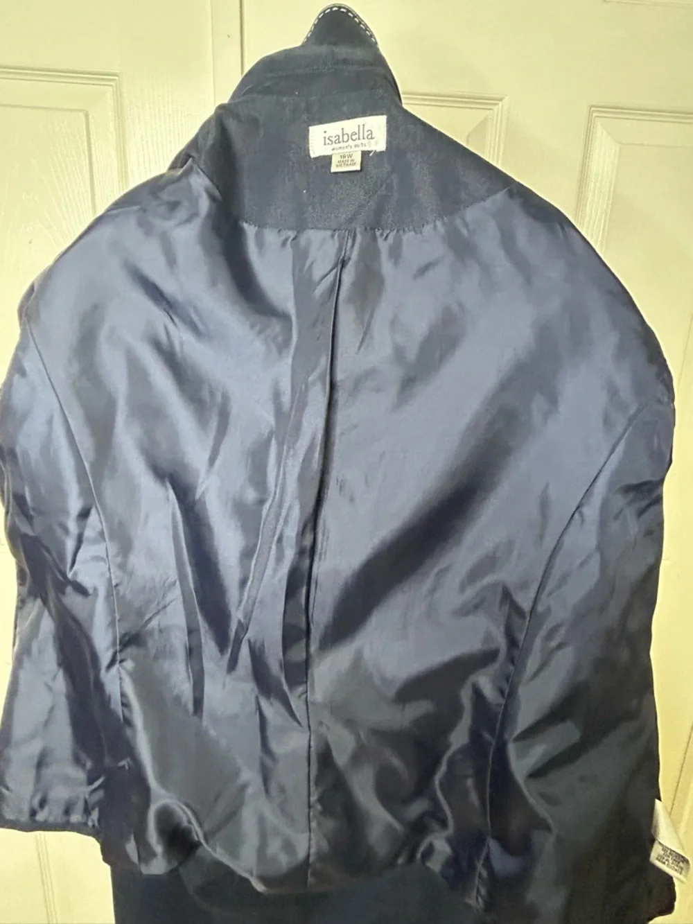 Tailored Denim Navy Women's Suit (Jacket and Skirt) with Contrast Stitching - Picture 6 of 9